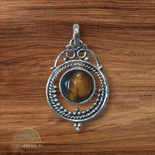 Colgante Plata 925 Con Piedra Ojo De Tigre 26 mm TODOMINERAL