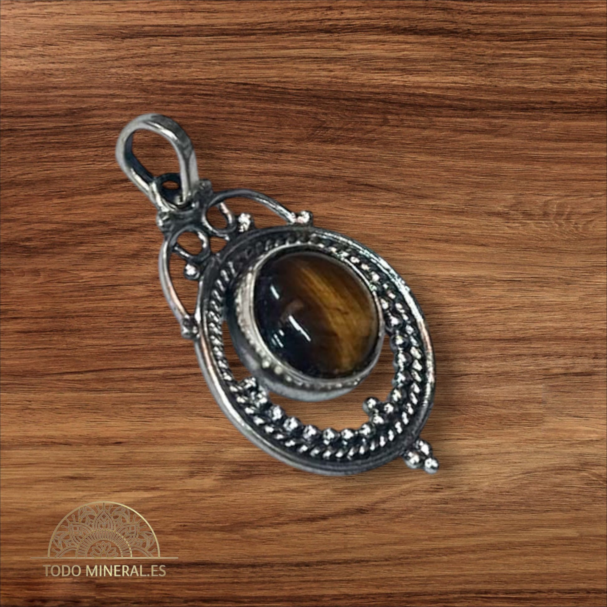 Colgante Plata 925 Con Piedra Ojo De Tigre 26 mm TODOMINERAL