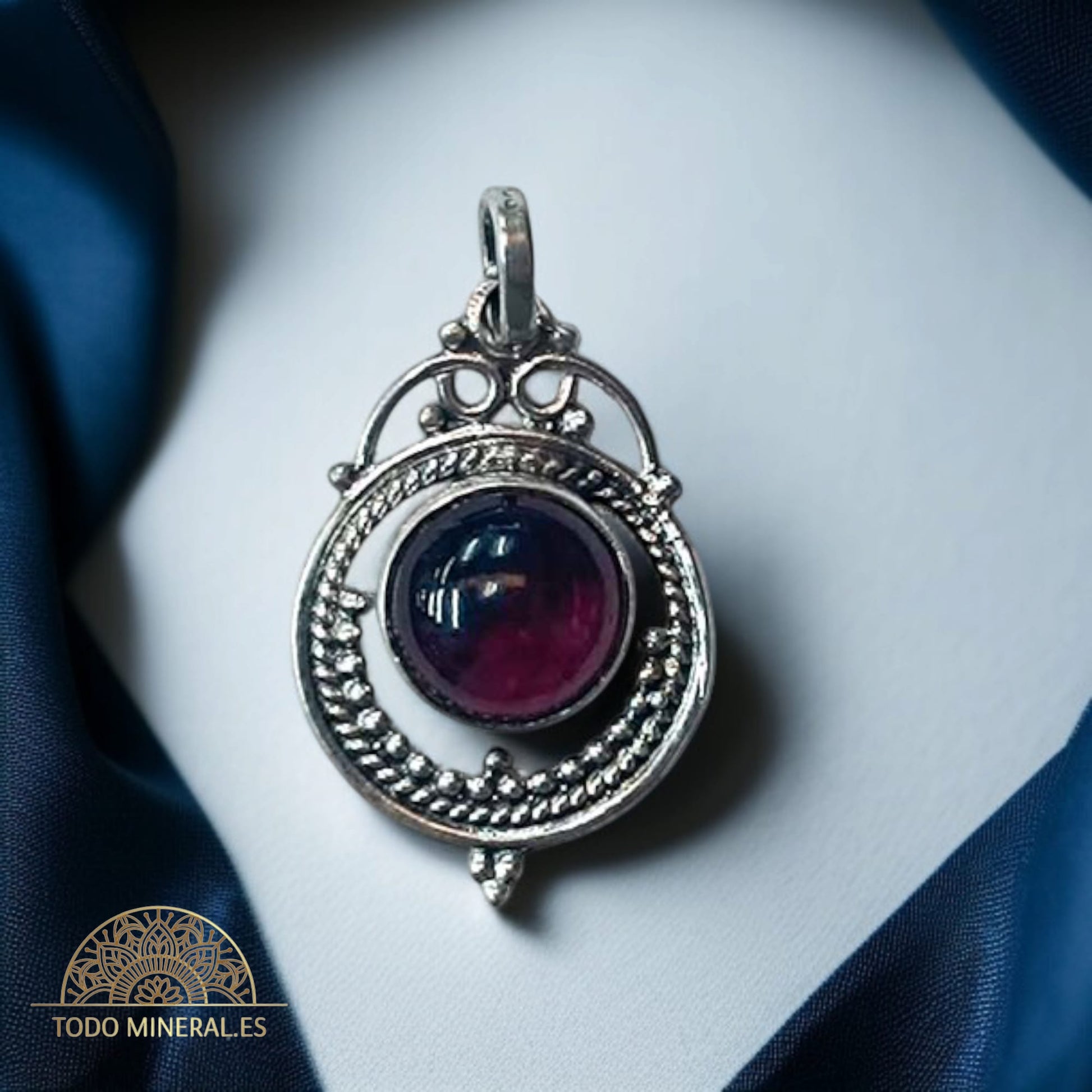 Colgante Plata 925 Con Piedra Granate 26 mm TODOMINERAL