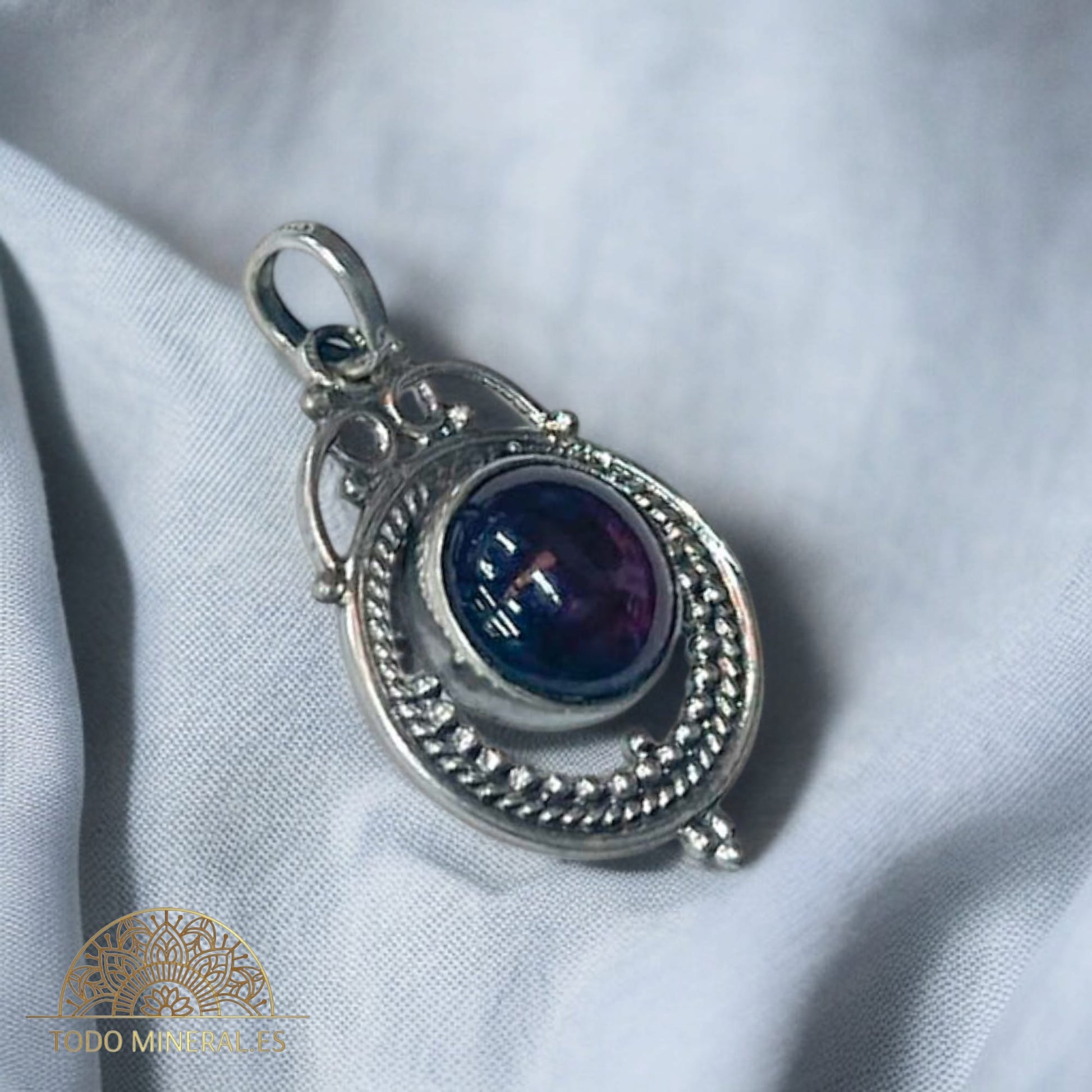 Colgante Plata 925 Con Piedra Granate 26 mm TODOMINERAL