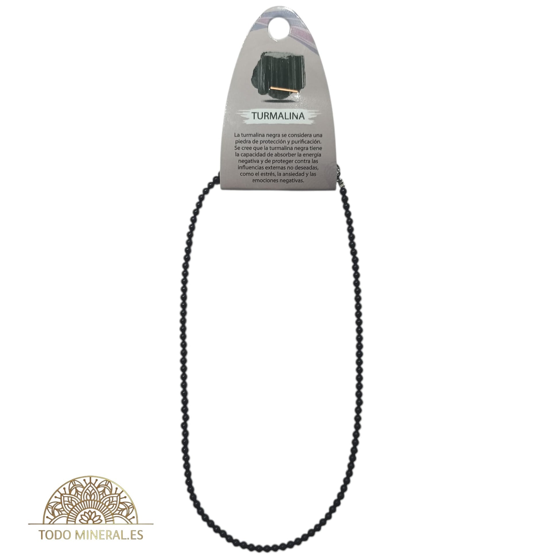 Collar Turmalina 4 mm 40 Cms+ 5 Cadena Extensión Con Cierre En Acero TODOMINERAL
