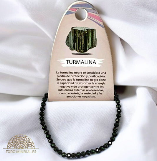 Pulsera Facetada 4 mm Piedra Natural Turmalina TODOMINERAL
