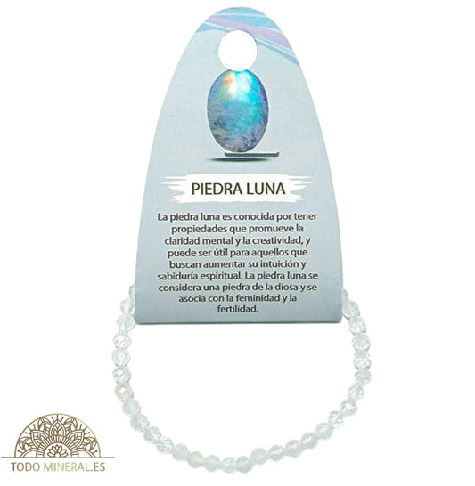 Pulsera Facetada 4 mm Piedra Natural Piedra Luna TODOMINERAL