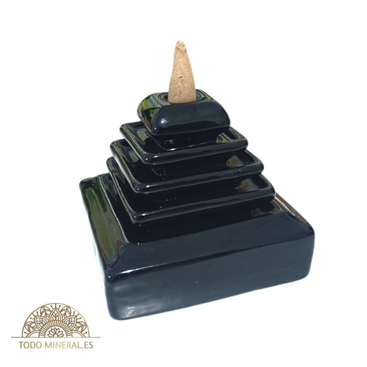 Porta Incienso 11Cms Aprox En Cerámica Piramide Cascada Para Inciensos Cono Reflujo (Conos Incluido) PORTA INCIENSOS