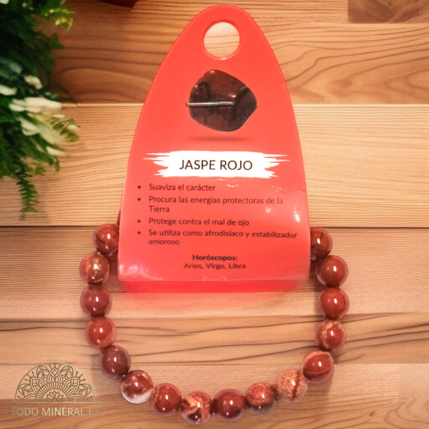 Pulsera Piedra Natural Jaspe Rojo 8 mm 3762615 PULSERAS MINERALES