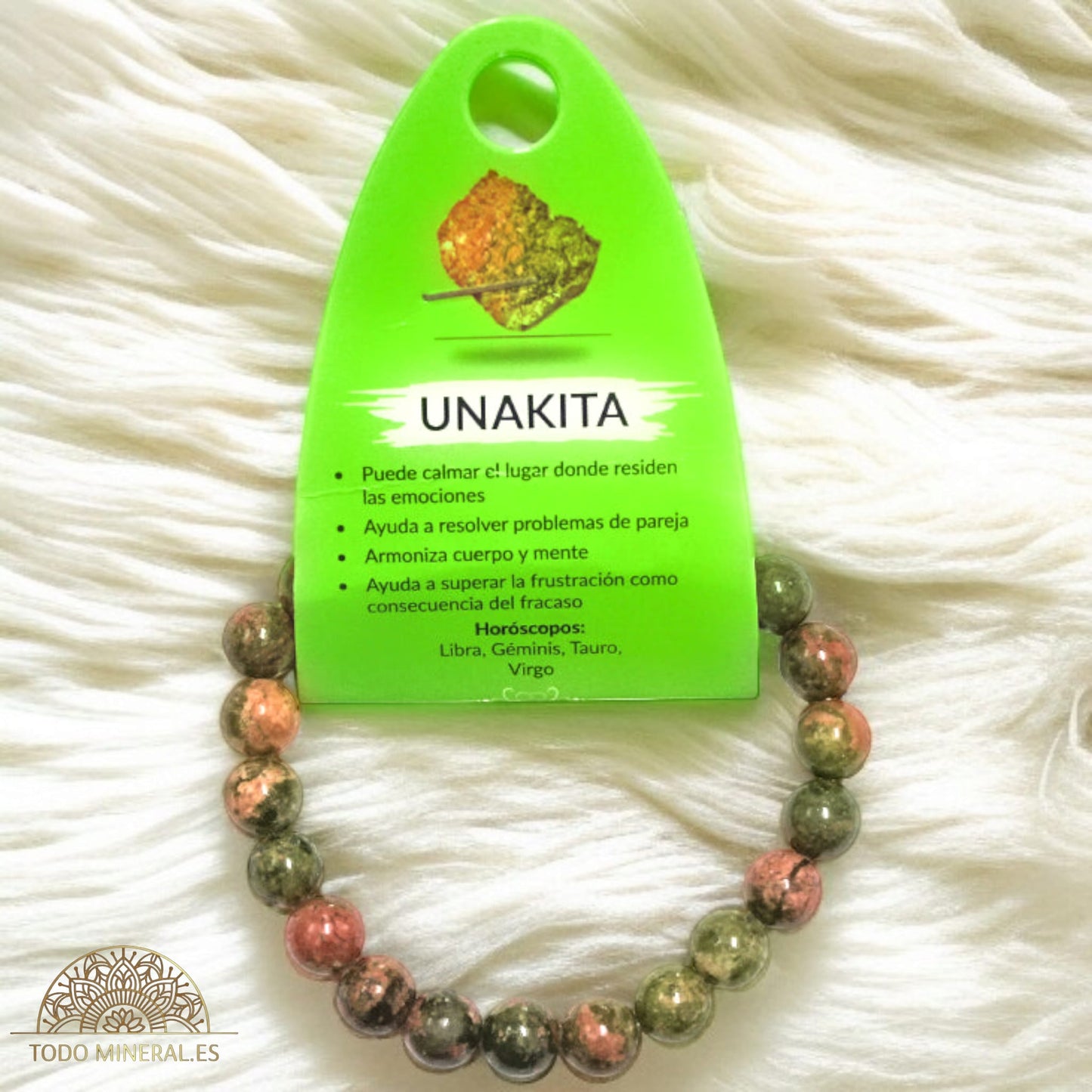 Pulsera Piedra Natural Unakita 8 mm 3762420 PULSERAS MINERALES