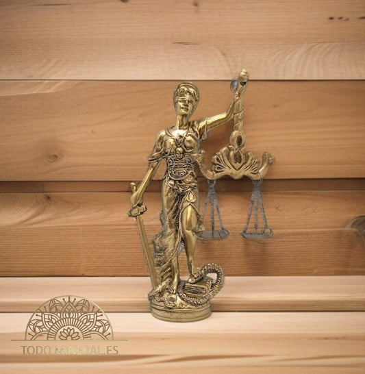Figura Diosa De La Justicia Dorado En Resina 18 Cms Aproximadamente TODOMINERAL