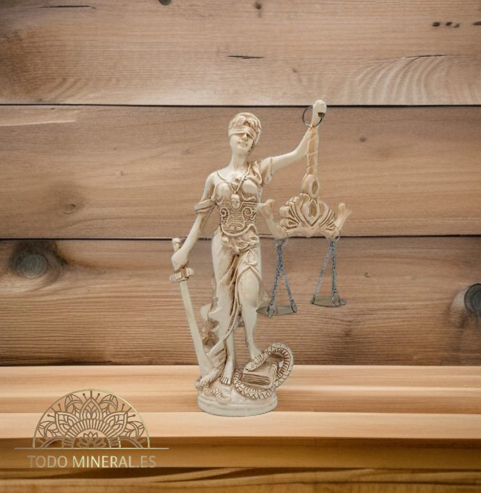 Figura Diosa De La Justicia Blanco En Resina 18 Cms Aproximadamente TODOMINERAL