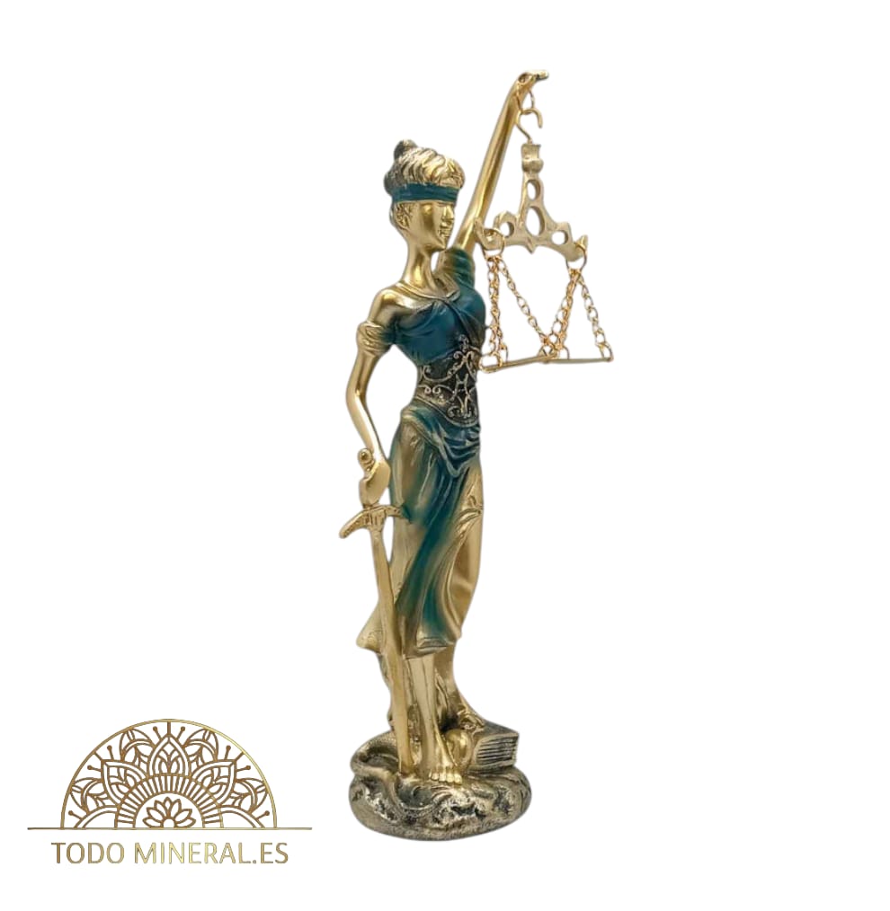 Figura Diosa De La Justicia Azul En Resina 23 Cms Aproximadamente TODOMINERAL