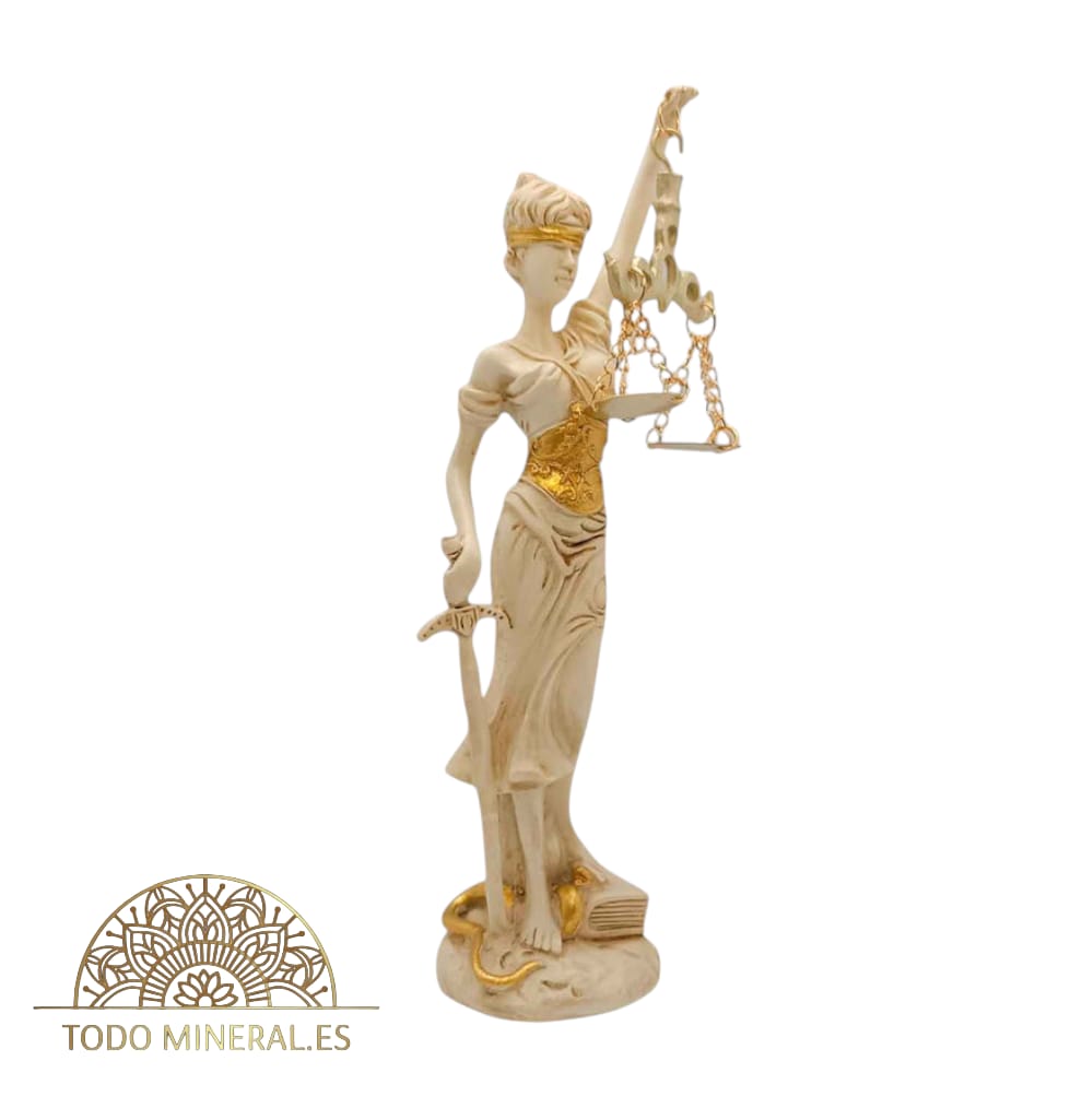 Figura Diosa De La Justicia Blanco En Resina 23 Cms Aproximadamente TODOMINERAL