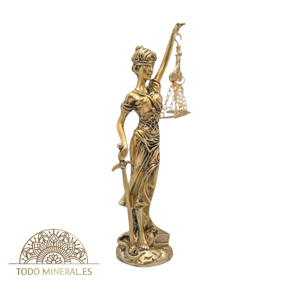 Figura Diosa De La Justicia Dorado En Resina 23 Cms Aproximadamente TODOMINERAL