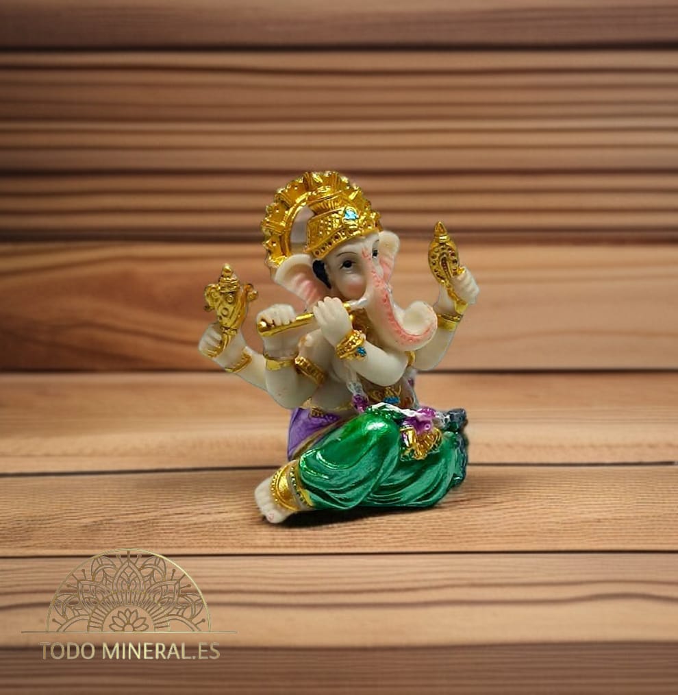 Figura Ganesha Con Flauta En Resina 6 Cms 600102773 TODOMINERAL