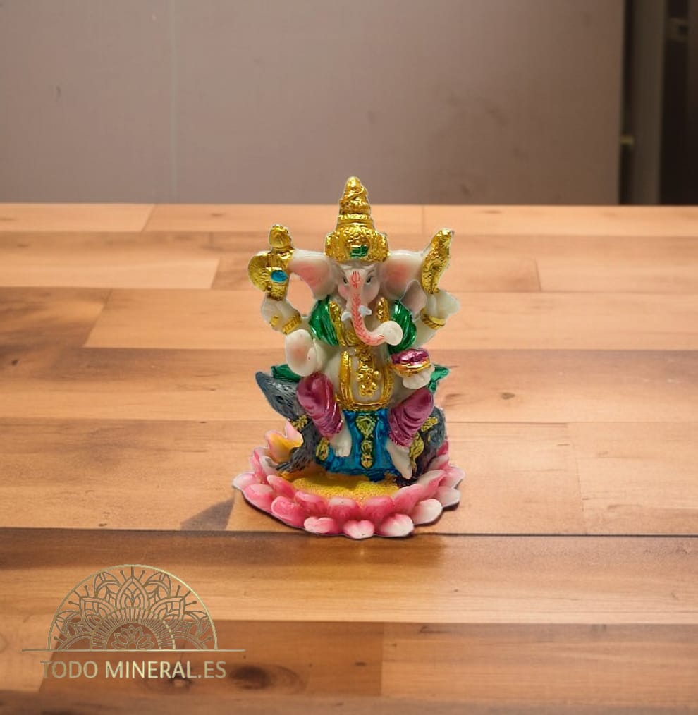 Figura Ganesha Encima Ratón En Resina 6 Cms 600102774 TODOMINERAL