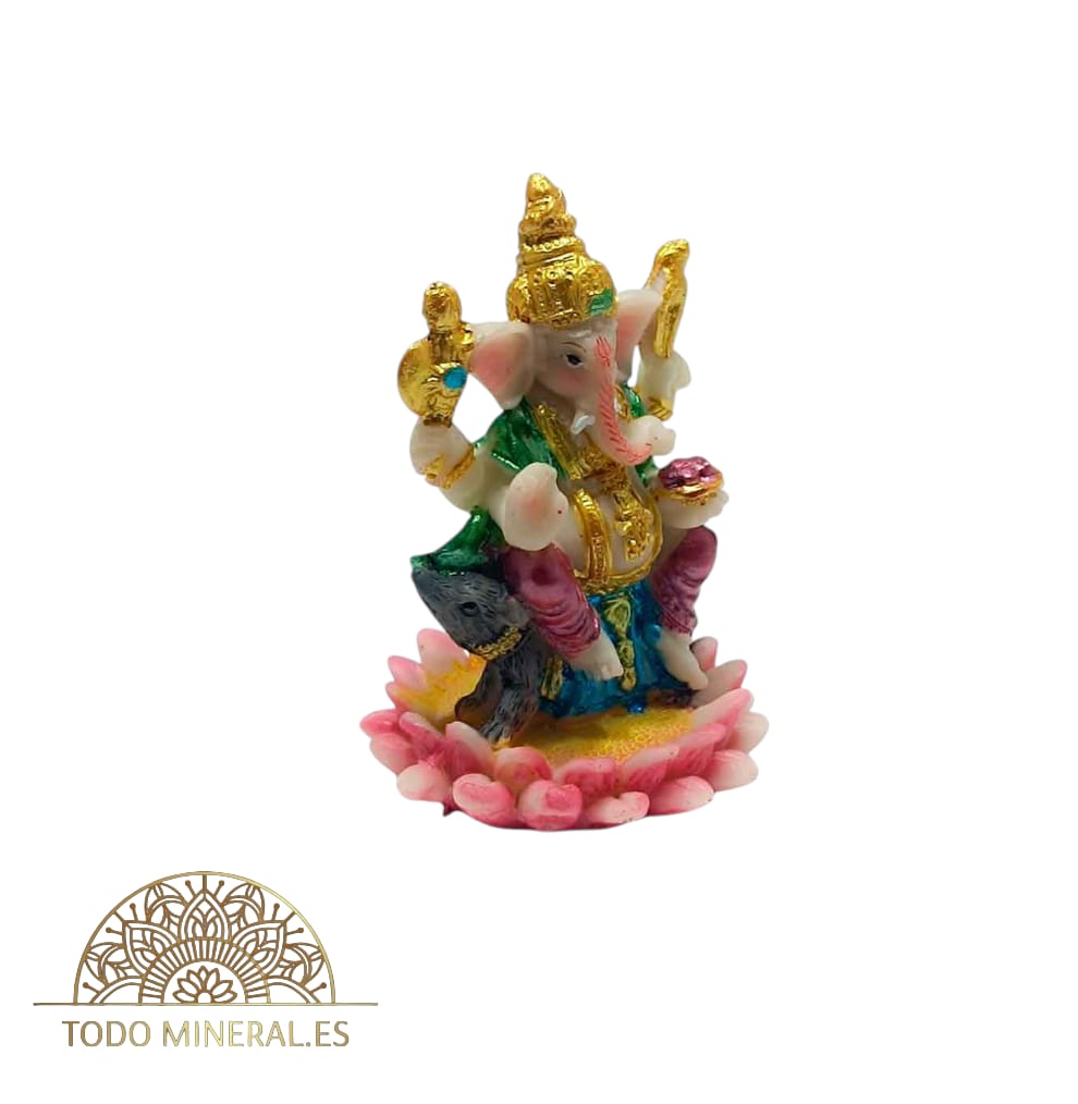 Figura Ganesha Encima Ratón En Resina 6 Cms 600102774 TODOMINERAL