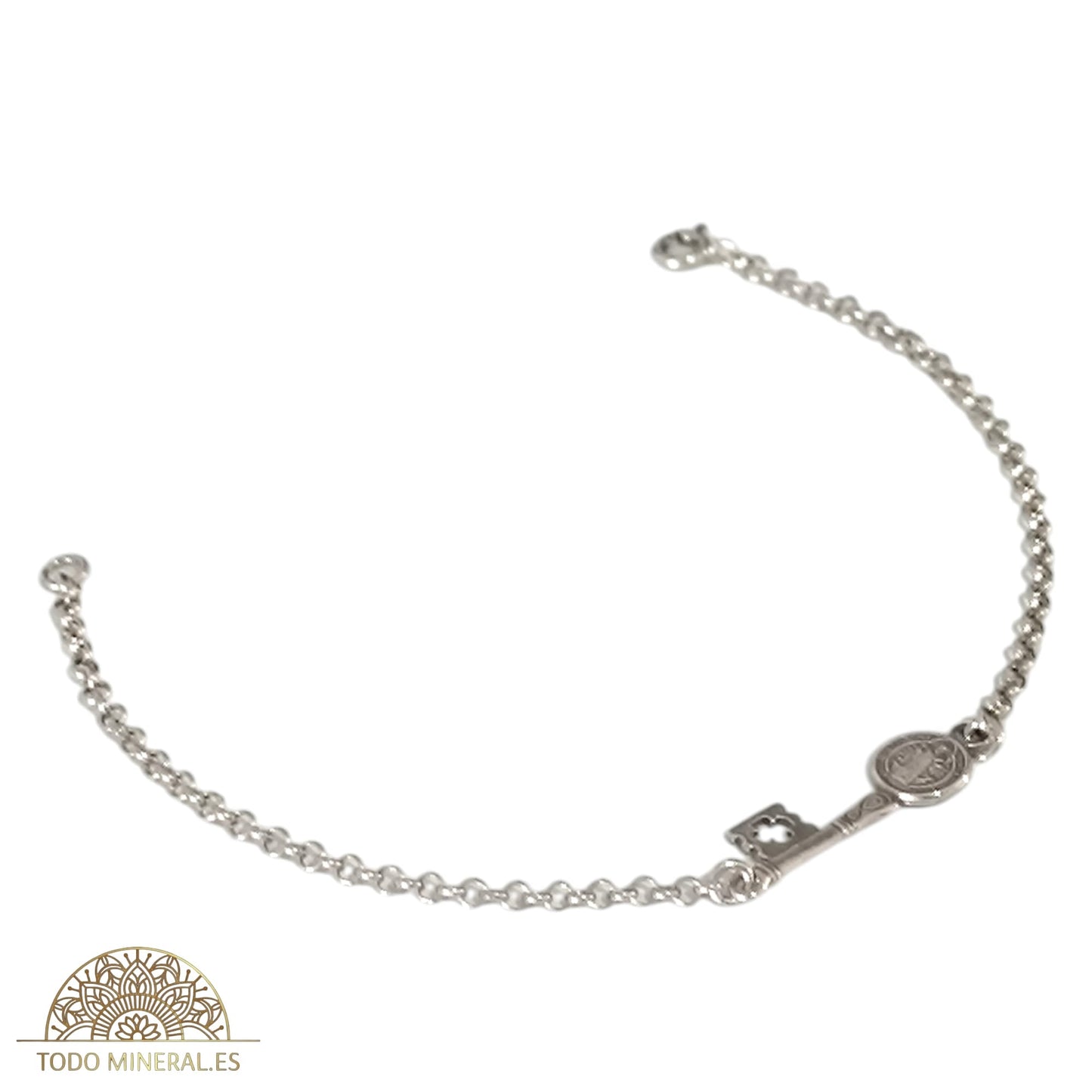 Pulsera Plata 925 Con Llave San Benito 18 Cms TODOMINERAL
