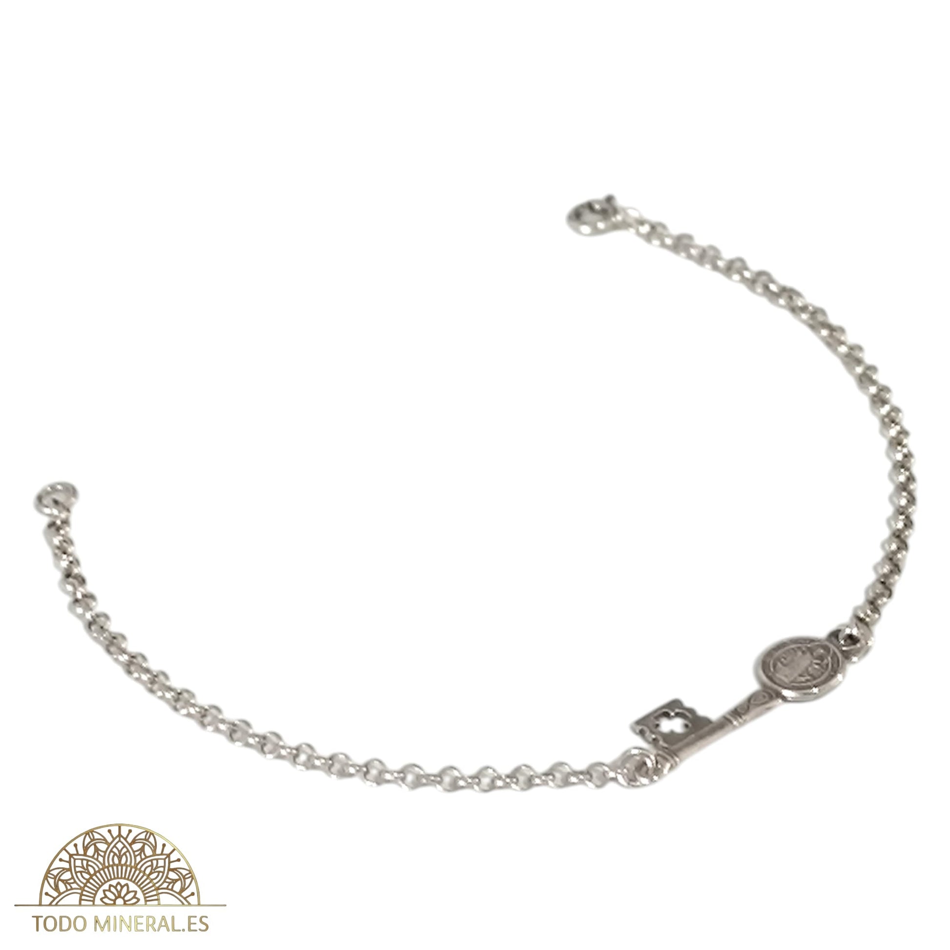 Pulsera Plata 925 Con Llave San Benito 18 Cms TODOMINERAL