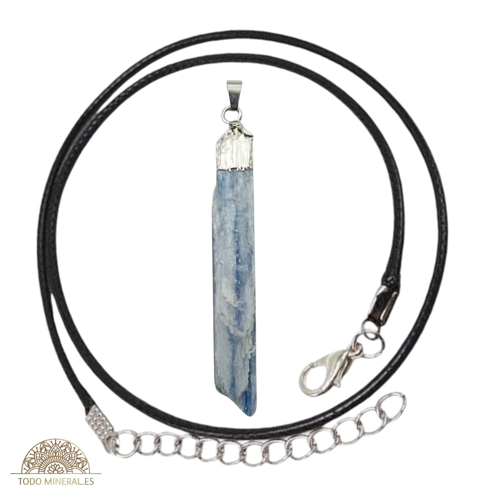 Colgante Cianita Azul 4 Cms Con Baño Metal (INCLUYE CORDON 45 CMS EN NEGRO) 600102756 TODOMINERAL