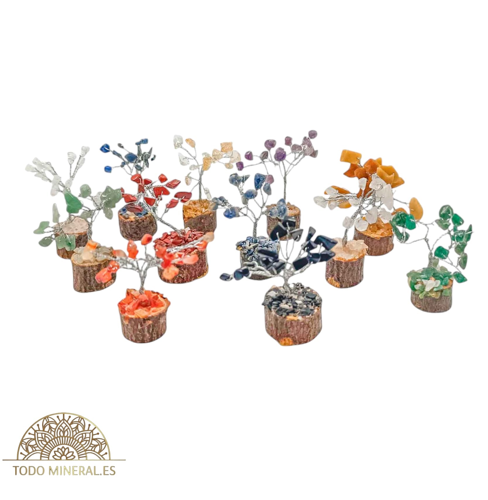 Colección 12 Arboles Diferentes Minerales Piedras De Chips 6 Cms Aprox TODOMINERAL