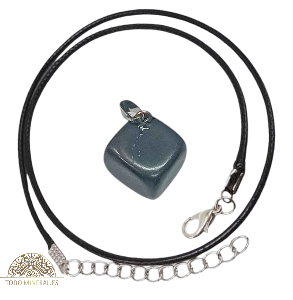 Collar Metal Con Piedra Natural Hematite (INCLUYE CORDON 45 CMS EN NEGRO) TODOMINERAL