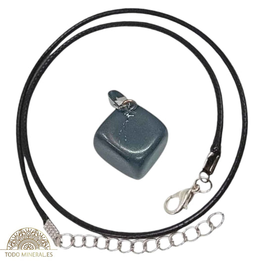 Collar Metal Con Piedra Natural Hematite (INCLUYE CORDON 45 CMS EN NEGRO) TODOMINERAL