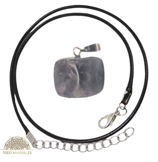 Collar Metal Con Piedra Natural Canto Rodado Amatista (INCLUYE CORDON 45 CMS EN NEGRO) TODOMINERAL
