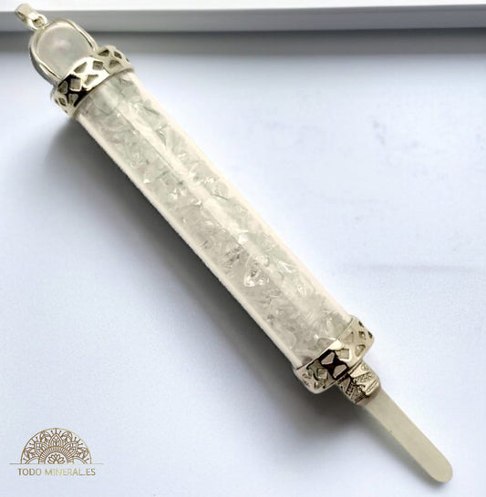 Varita de poder 13 Cms Aprox Con Mineral Chips Cuarzo Cristal VARITAS DE PODER