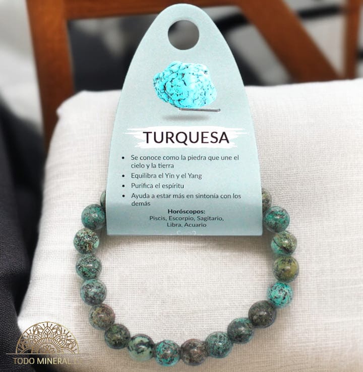 Pulsera Piedra Natural Piedra Turquesa Africana 8 MM PULSERAS MINERALES