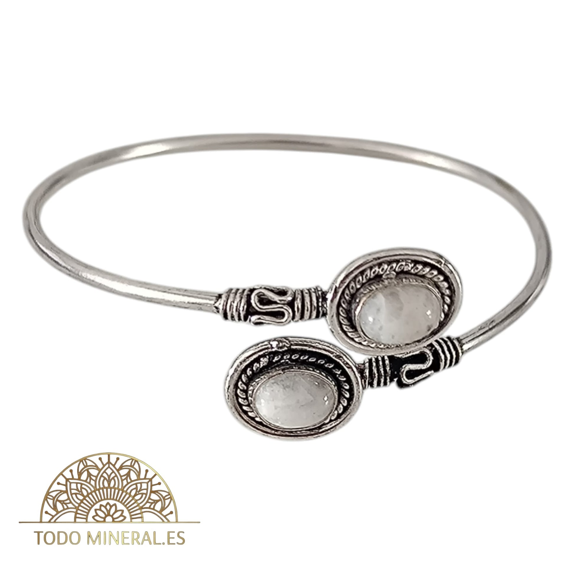 Pulsera Bisutería Tipo Bali Con Piedra Natural Piedra Luna PULSERA BISUTERIA