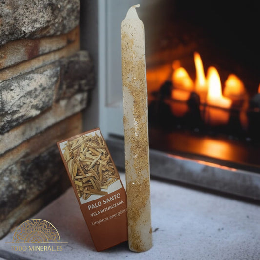 Vela Ritualizada Palo Santo Limpieza Energética 20 Cms TODOMINERAL