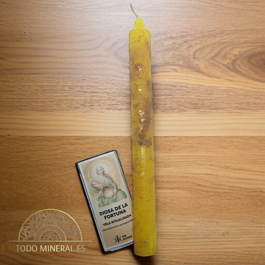 Vela Ritualizada Diosa De La Fortuna (Abundancia Y Prosperidad) 20 Cms TODOMINERAL