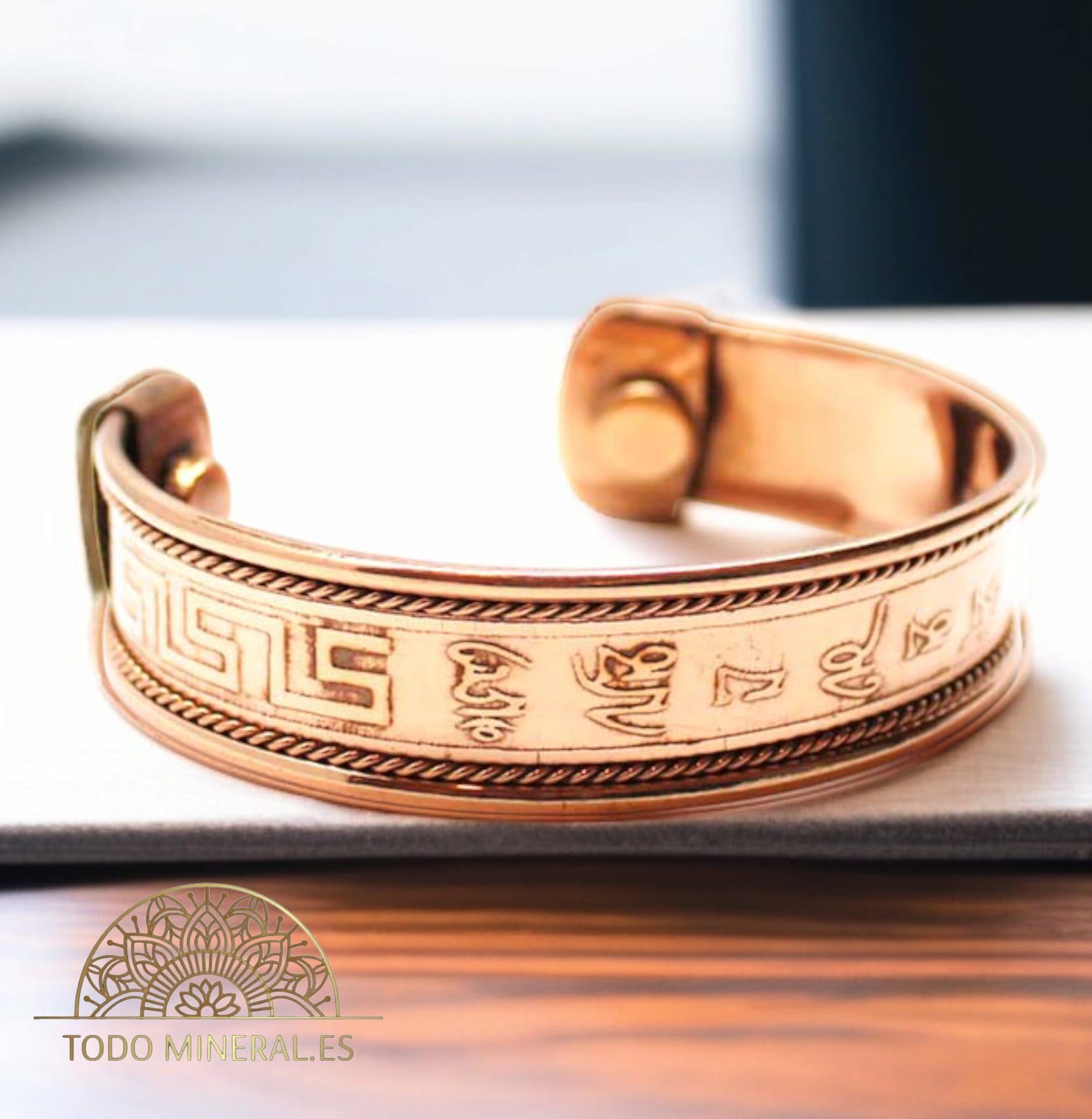Pulsera Cobre Con Imán Rezo Om Mani Padme Hum PULSERA COBRE