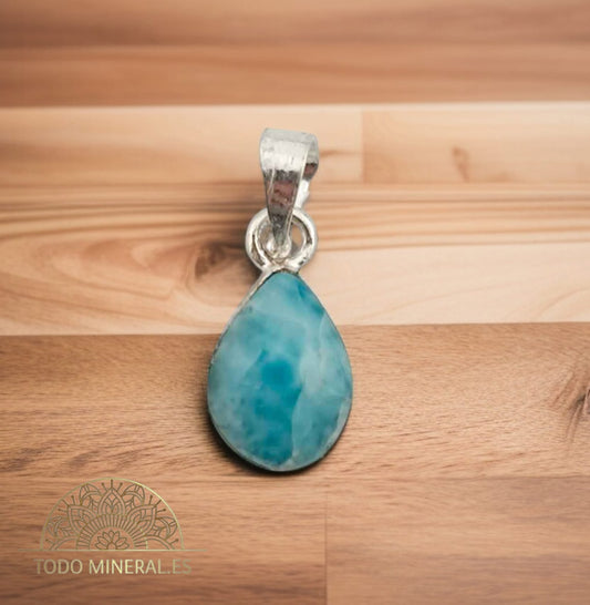 Colgante Plata 925 Con Piedra Natural Larimar 15 mm Aproximadamente TODOMINERAL