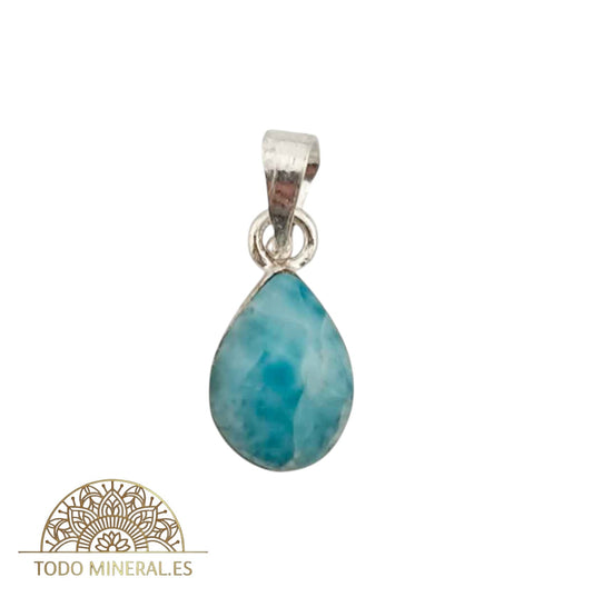 Colgante Plata 925 Con Piedra Natural Larimar 15 mm Aproximadamente TODOMINERAL