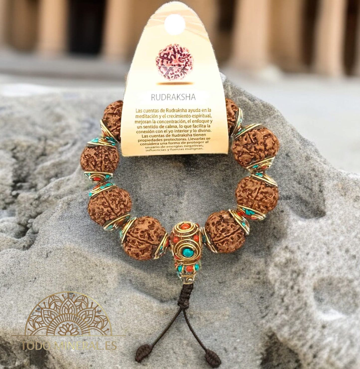 Pulsera Tibetana Rudraksha 16 mm TODOMINERAL