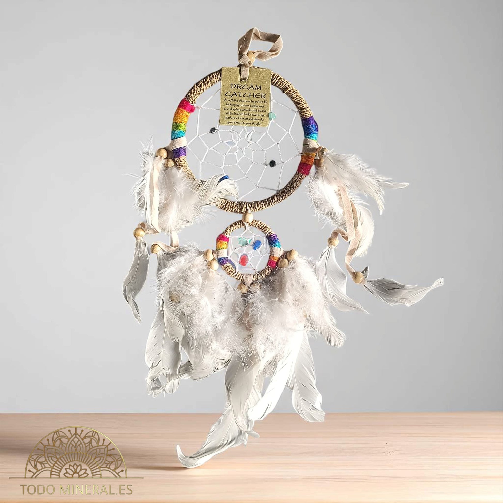 Atrapasueños Doble Con Mineral 30 Cms Aprox TODOMINERAL