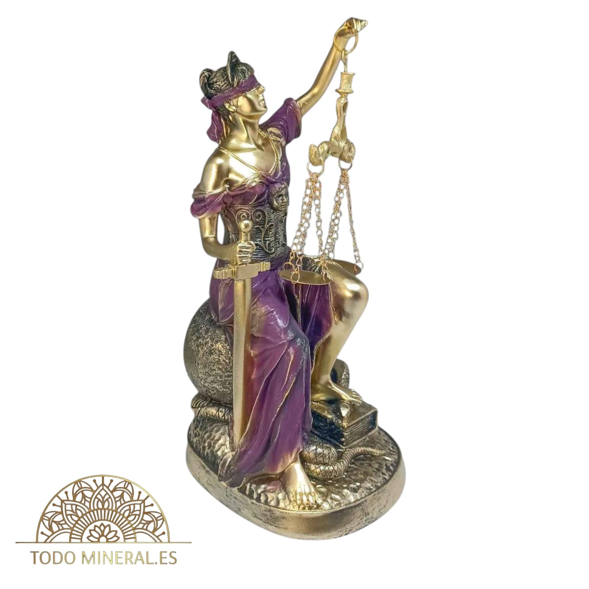 Figura En Resina Diosa De La Justicia Sentada 27 Cms Aprox 600102172 Morada TODOMINERAL