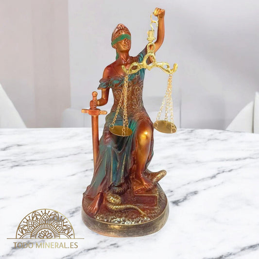 Figura En Resina Diosa De La Justicia Sentada 27 Cms Aprox 600102172 Color Cobre TODOMINERAL