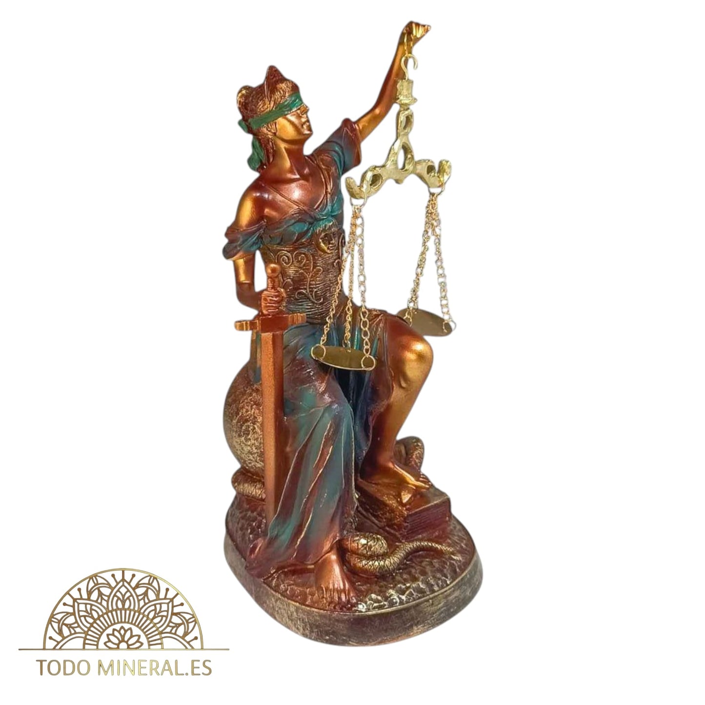 Figura En Resina Diosa De La Justicia Sentada 27 Cms Aprox 600102172 Color Cobre TODOMINERAL