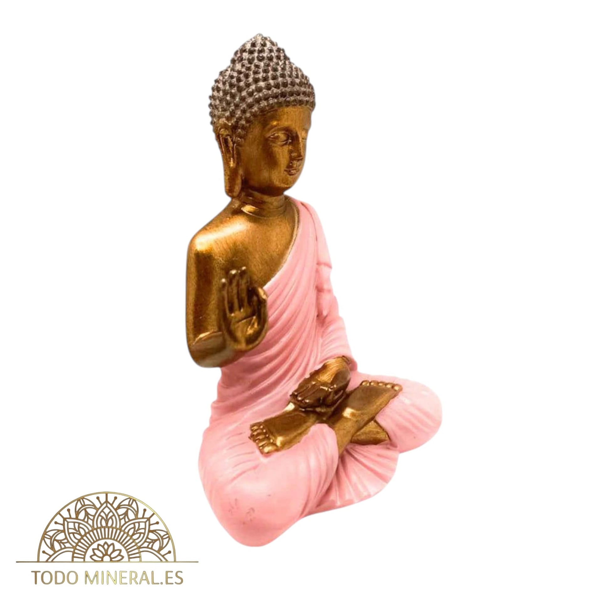 Figura En Resina Buda Sentado 23 Cms Aprox 600102807 Rosa TODOMINERAL
