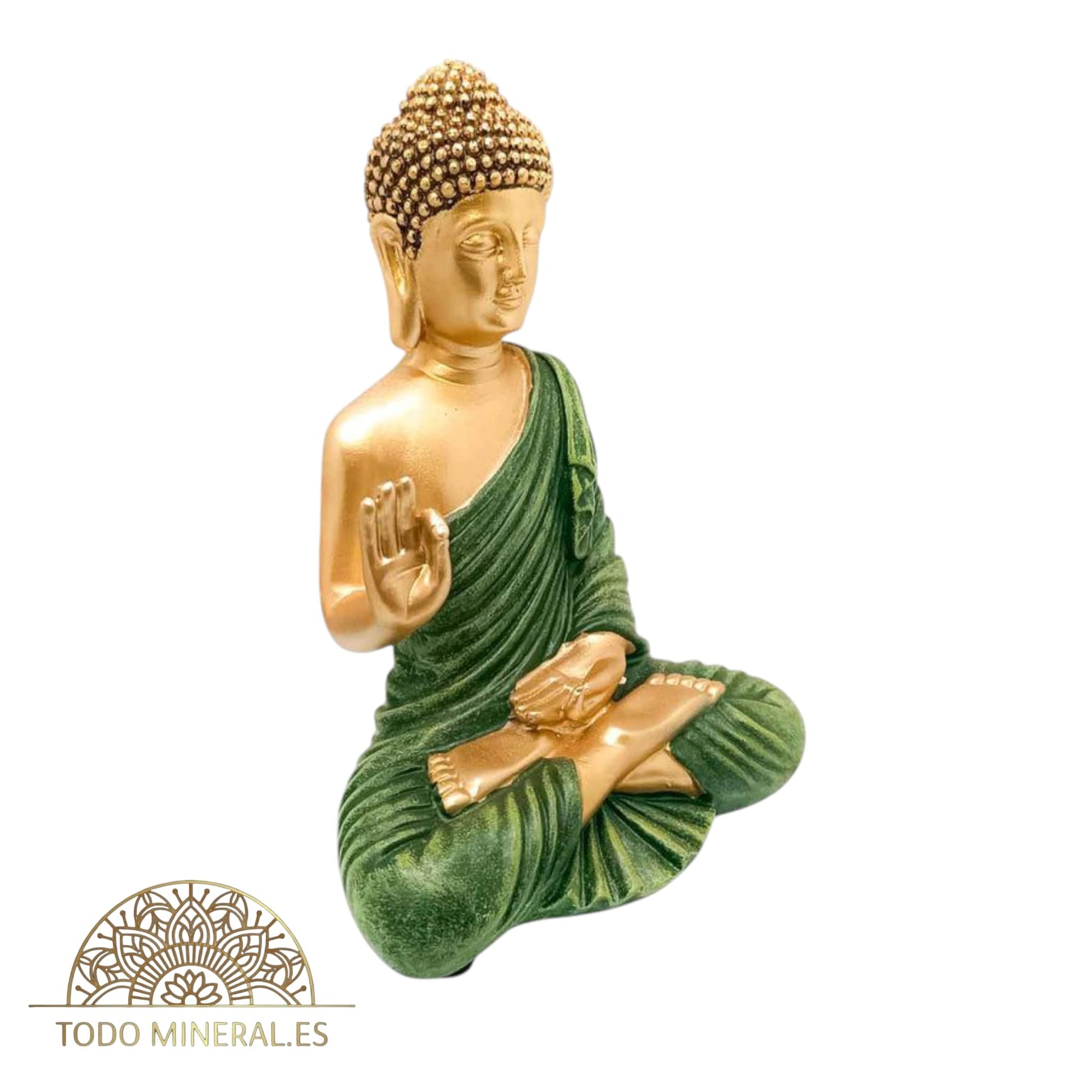 Figura En Resina Buda Sentado 23 Cms Aprox 600102807 Verde TODOMINERAL