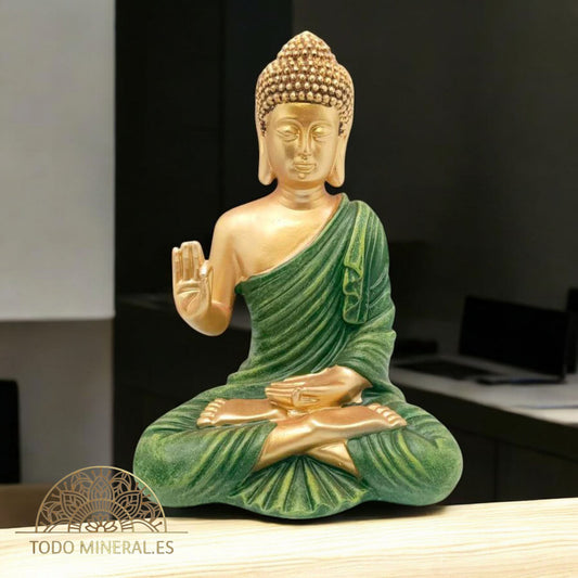 Figura En Resina Buda Sentado 23 Cms Aprox 600102807 Verde TODOMINERAL