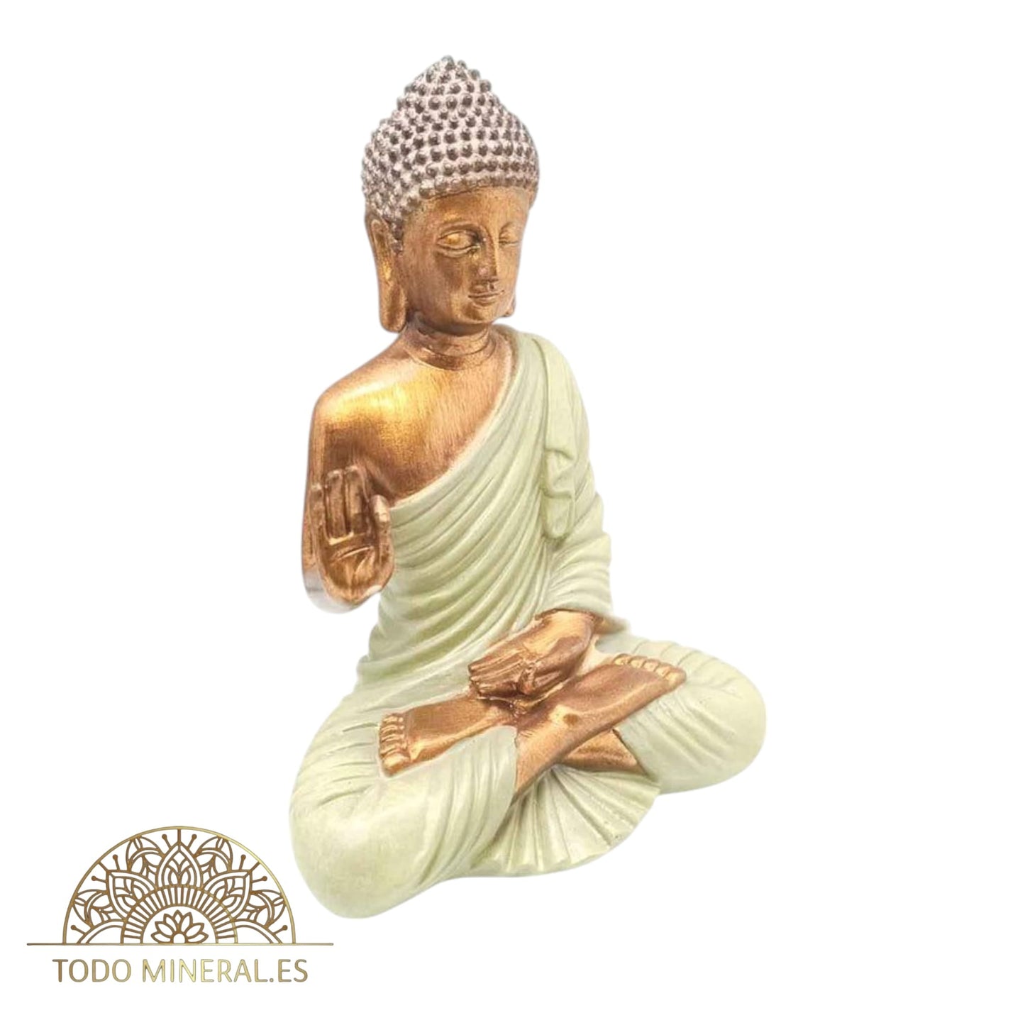 Figura En Resina Buda Sentado 23 Cms Aprox 600102807 Verde Claro TODOMINERAL