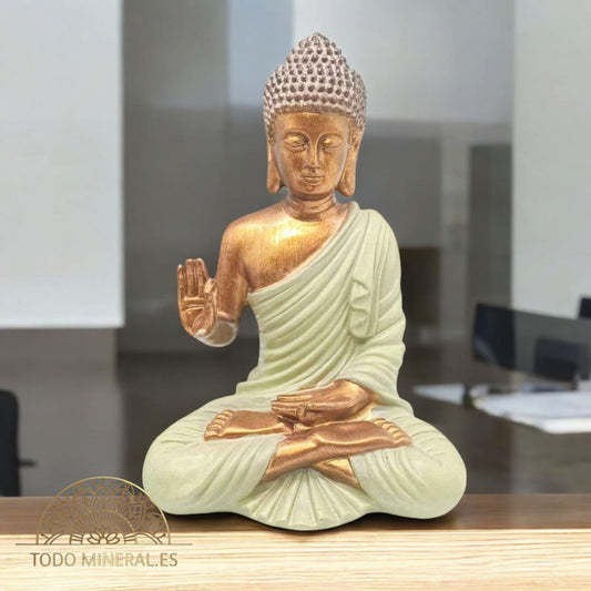 Figura En Resina Buda Sentado 23 Cms Aprox 600102807 Verde Claro TODOMINERAL