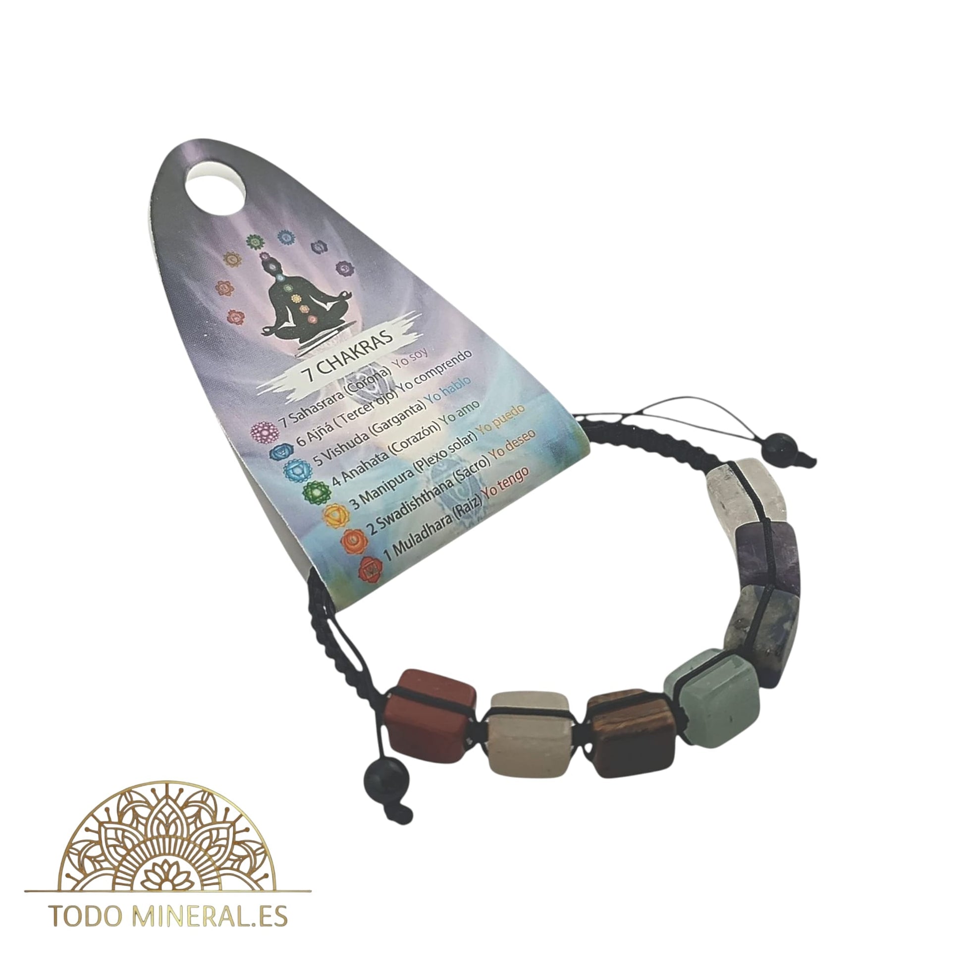 Pulsera Ajustable Macramé Combinada 7 Chakras 9 mm PULSERAS MINERALES