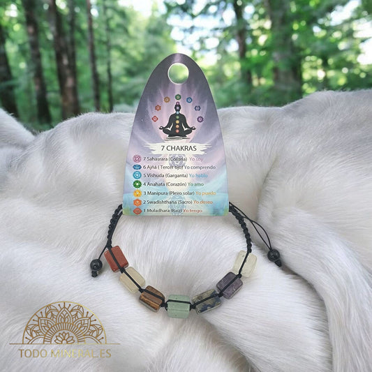 Pulsera Ajustable Macramé Combinada 7 Chakras 9 mm PULSERAS MINERALES