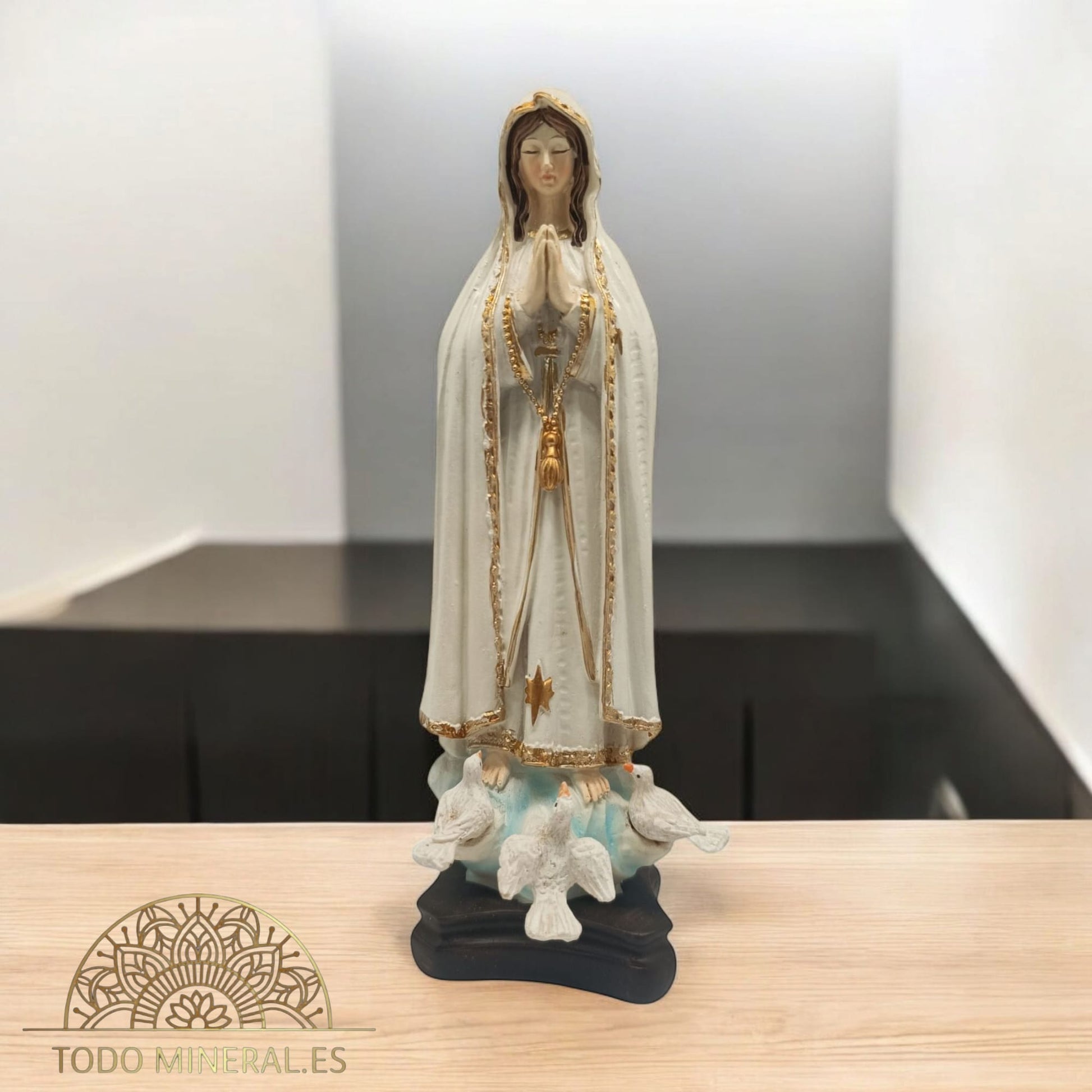 Figura En Resina Virgen De Fátima 20 Cms Aprox 600103322 TODOMINERAL