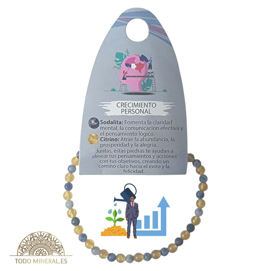 Pulsera Combinada Piedra Sodalita Y Citrino Para Crecimiento Personal Piedra De 4 mm PULSERAS MINERALES