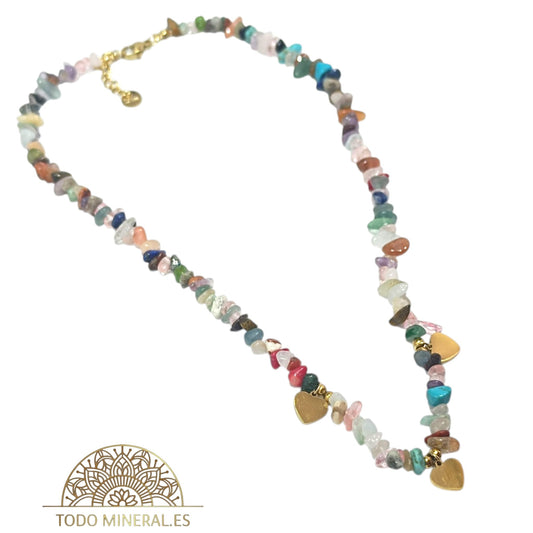 Collar Cips Piedra Natural Mix Con Dijes Árbol De La Vida 45 Cms TODOMINERAL