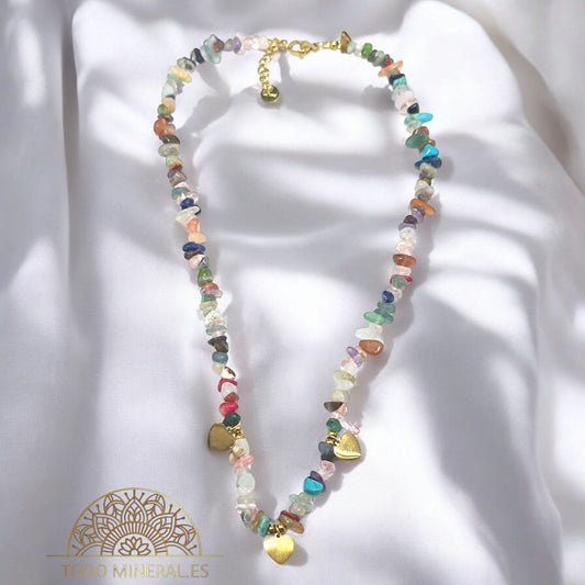Collar Cips Piedra Natural Mix Con Dijes Árbol De La Vida 45 Cms TODOMINERAL
