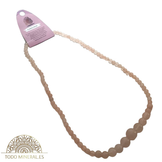Collar Piedra Natural Cuarzo Rosa 59 Cms Cierre Rosca TODOMINERAL